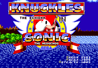 Knuckles in Sonic 1 title.png